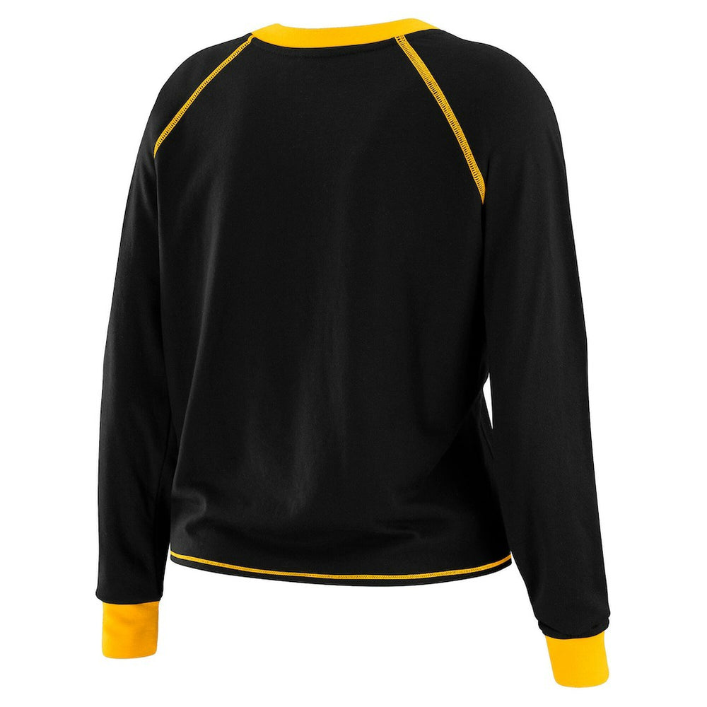 WEAR by Erin Andrews Women's Tie-Front Long Sleeve Top - Pittsburgh Steelers