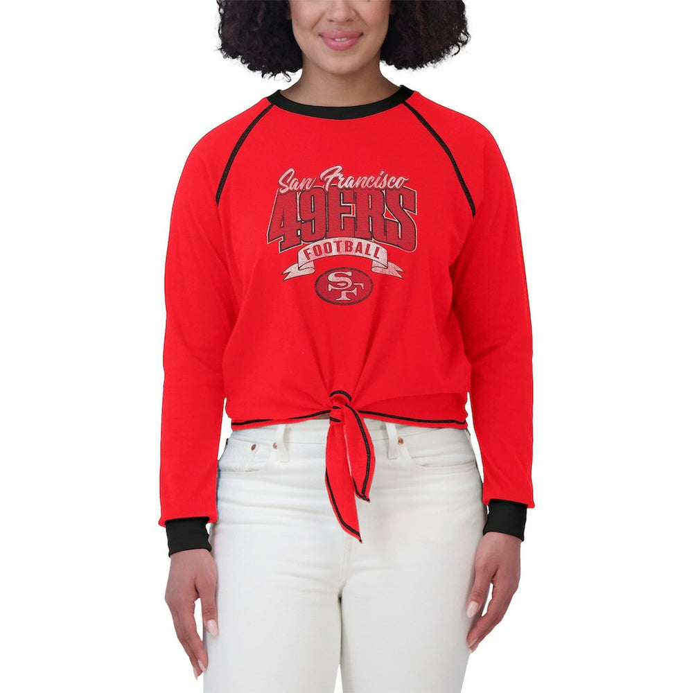 WEAR by Erin Andrews Women's Tie-Front Long Sleeve Top - San Francisco 49ers