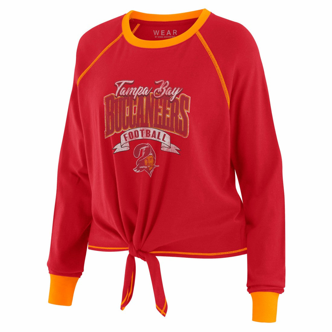 WEAR by Erin Andrews Women's Tie-Front Long Sleeve Top - Tampa Bay Buccaneers