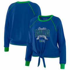 WEAR by Erin Andrews Women's Tie-Front Long Sleeve Top - Seattle Seahawks