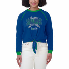 WEAR by Erin Andrews Women's Tie-Front Long Sleeve Top - Seattle Seahawks
