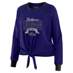 WEAR by Erin Andrews Women's Tie-Front Long Sleeve Top - Baltimore Ravens