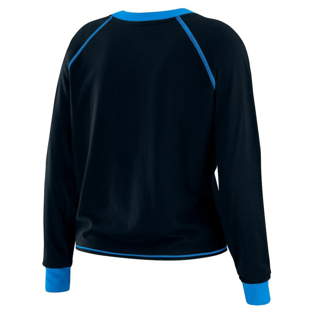 WEAR by Erin Andrews Women's Tie-Front Long Sleeve Top - Carolina Panthers