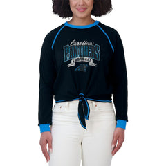 WEAR by Erin Andrews Women's Tie-Front Long Sleeve Top - Carolina Panthers