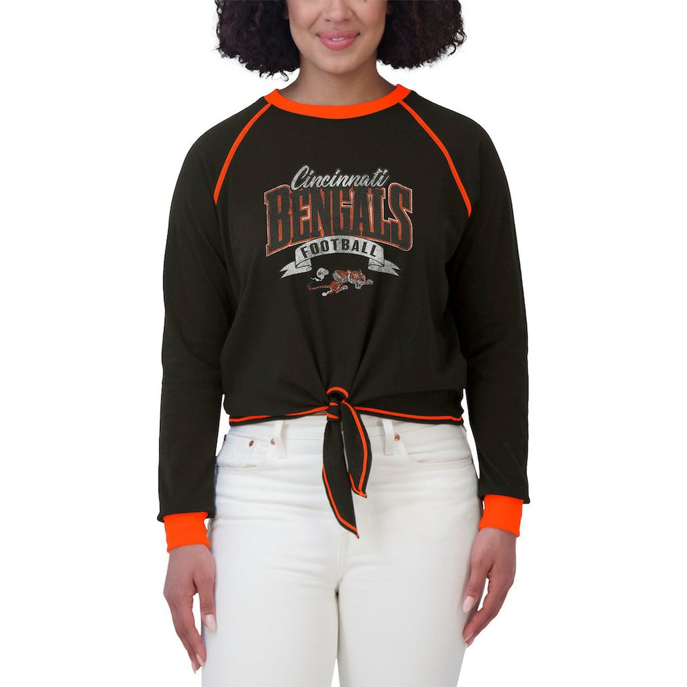 WEAR by Erin Andrews Women's Tie-Front Long Sleeve Top - Cincinnati Bengals