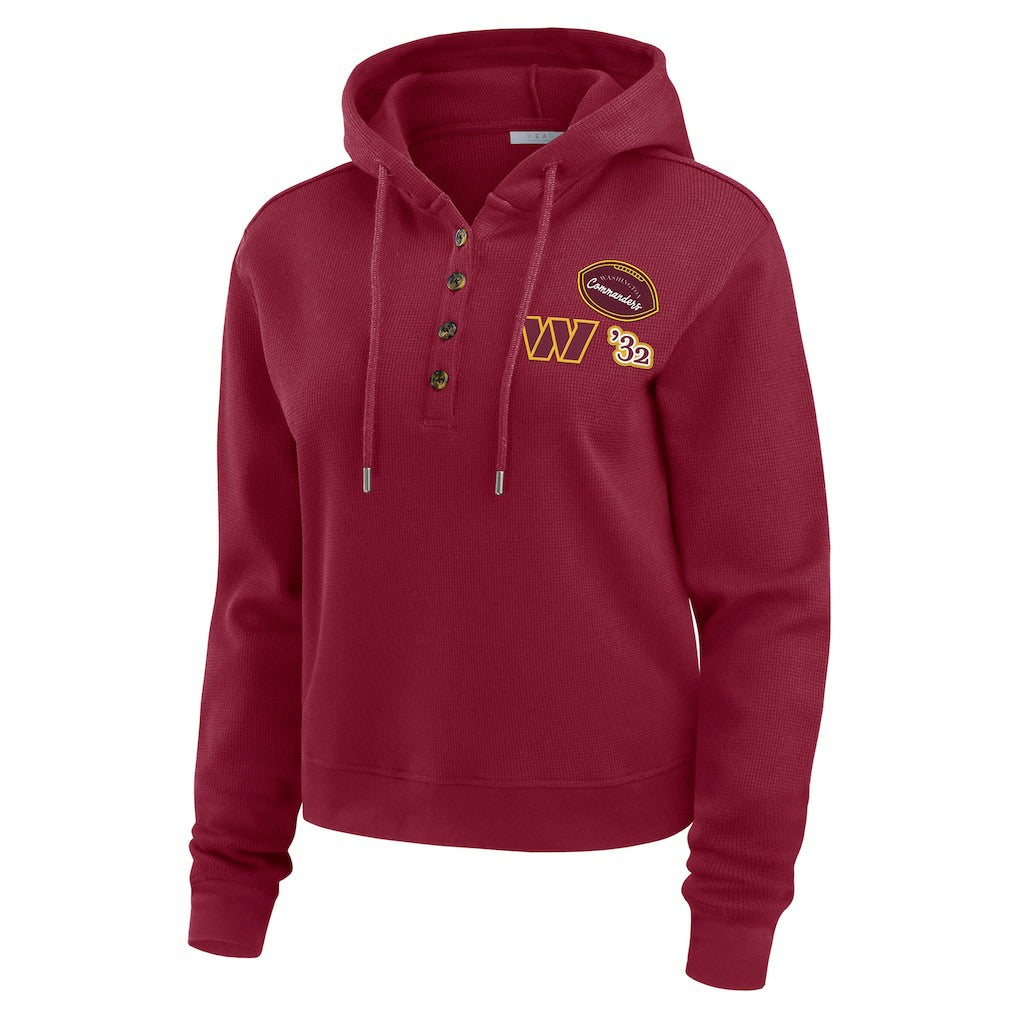 WEAR by Erin Andrews Women's Waffle Hoodie Pullover Top - Washington Commanders