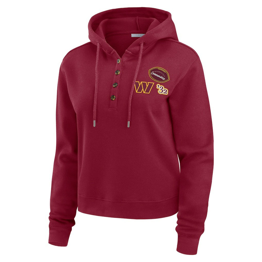 WEAR by Erin Andrews Women's Waffle Hoodie Pullover Top - Washington Commanders