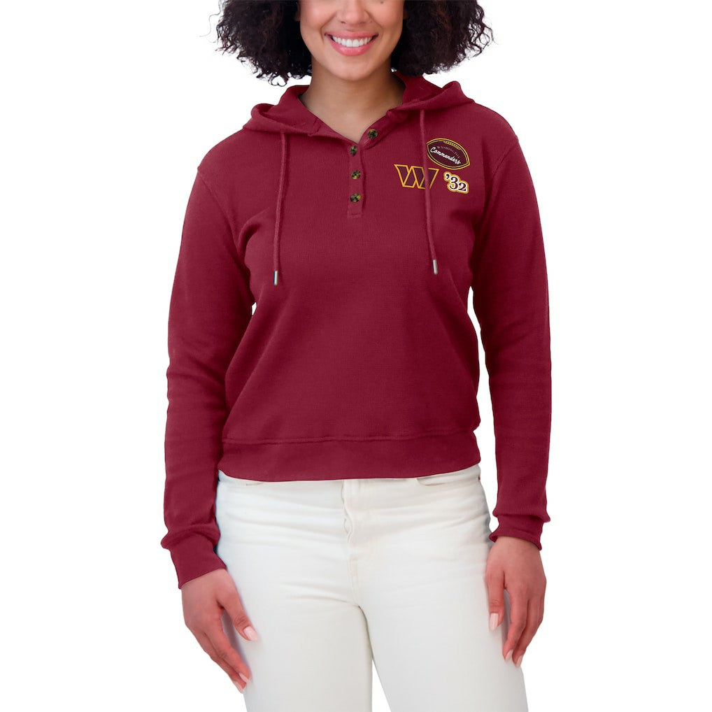 WEAR by Erin Andrews Women's Waffle Hoodie Pullover Top - Washington Commanders