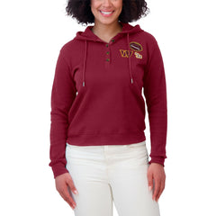 WEAR by Erin Andrews Women's Waffle Hoodie Pullover Top - Washington Commanders