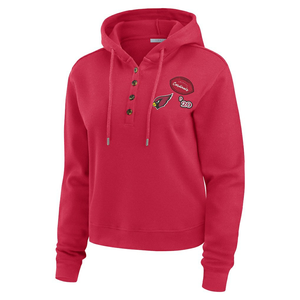 WEAR by Erin Andrews Women's Waffle Hoodie Pullover Top - Arizona Cardinals