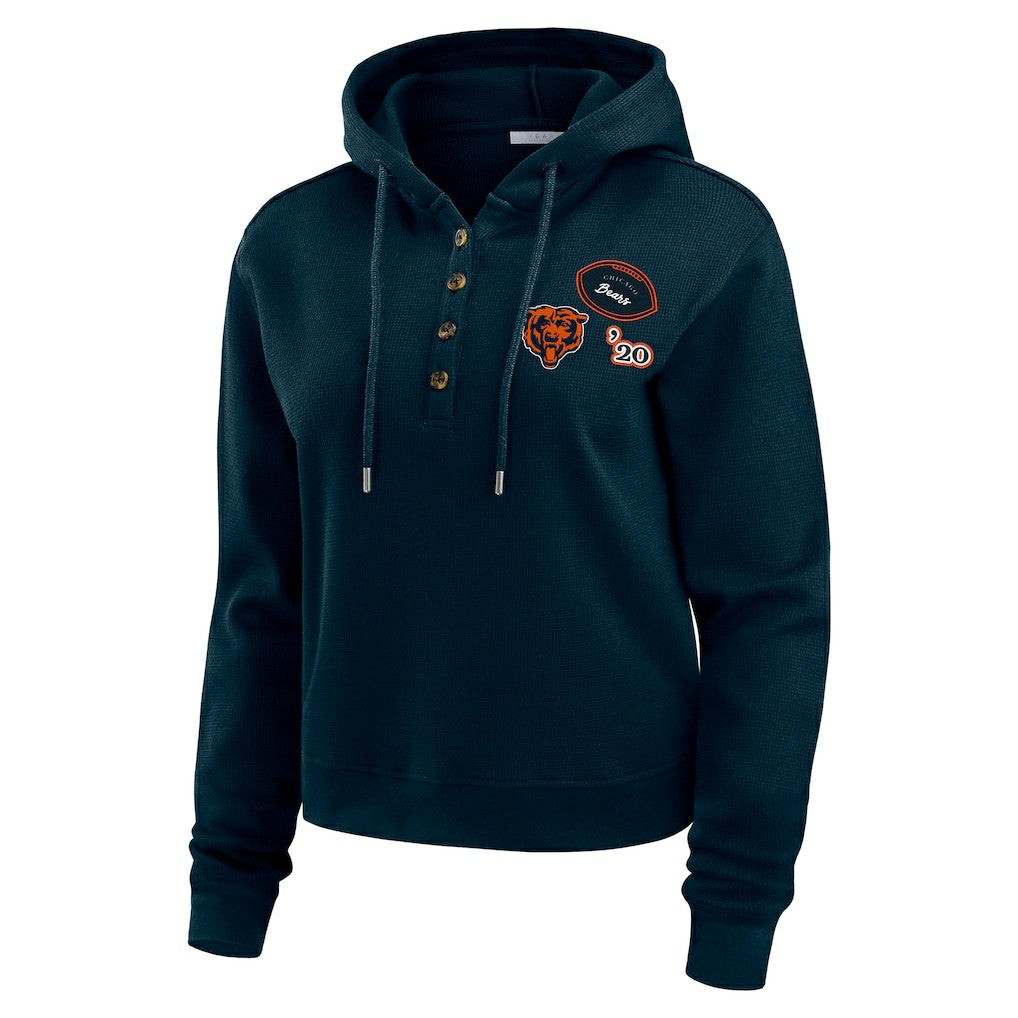 WEAR by Erin Andrews Women's Waffle Hoodie Pullover Top - Chicago Bears