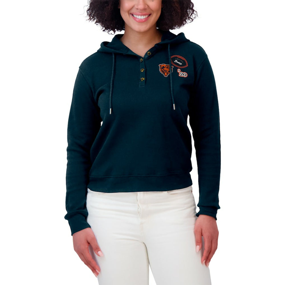 WEAR by Erin Andrews Women's Waffle Hoodie Pullover Top - Chicago Bears