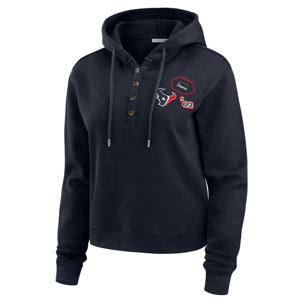 WEAR by Erin Andrews Women's Waffle Hoodie Pullover Top - Houston Texans