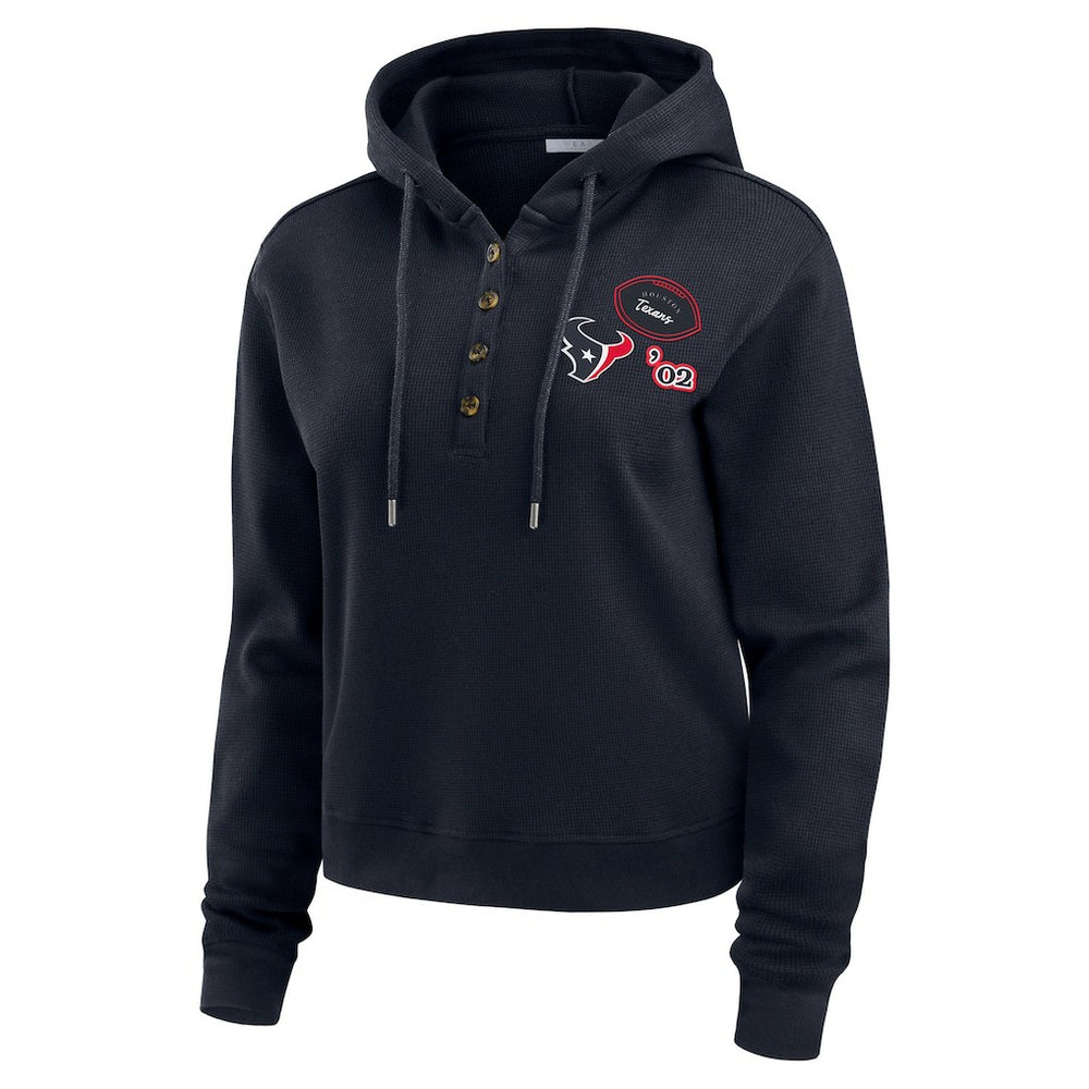 WEAR by Erin Andrews Women's Waffle Hoodie Pullover Top - Houston Texans