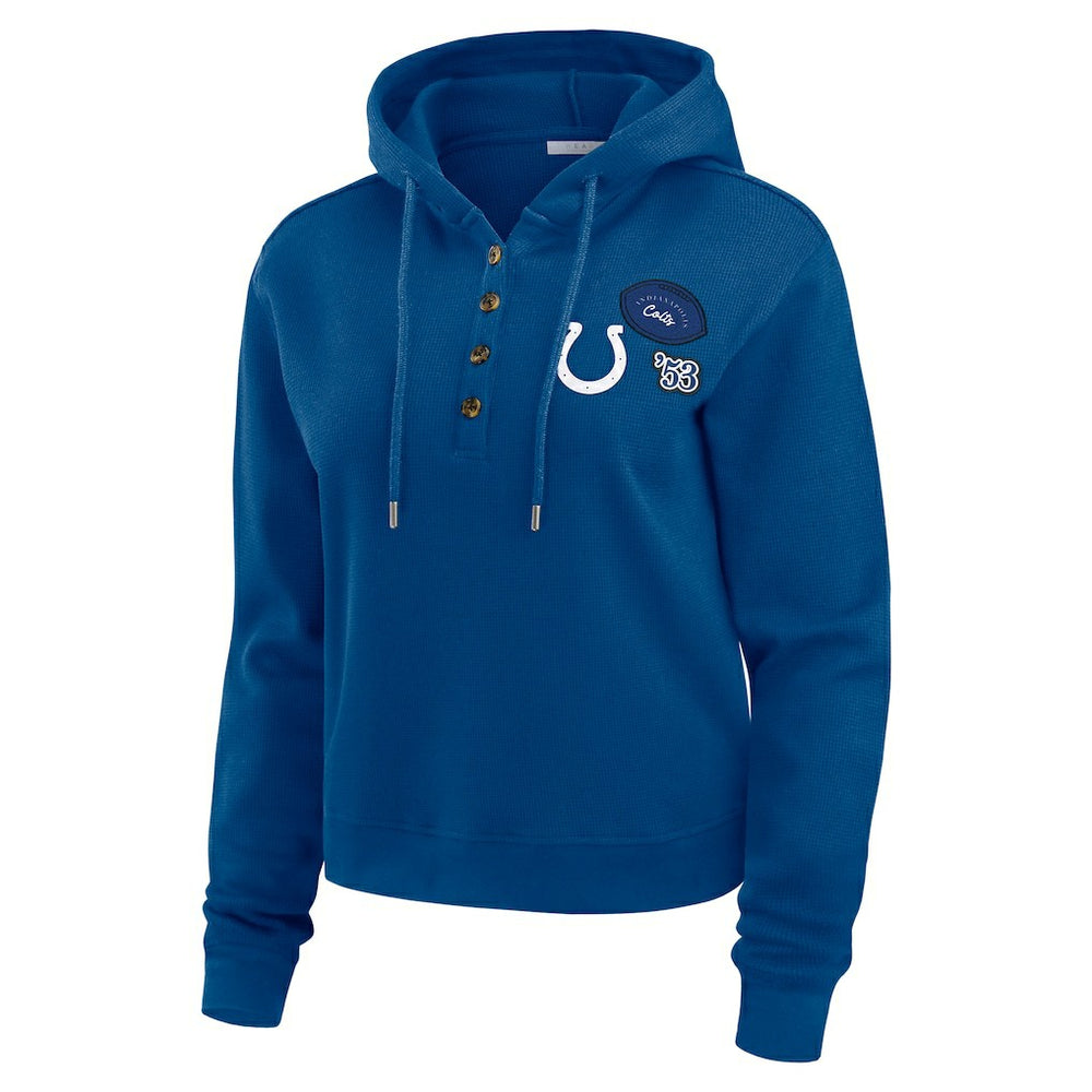 WEAR by Erin Andrews Women's Waffle Hoodie Pullover Top - Indianapolis Colts
