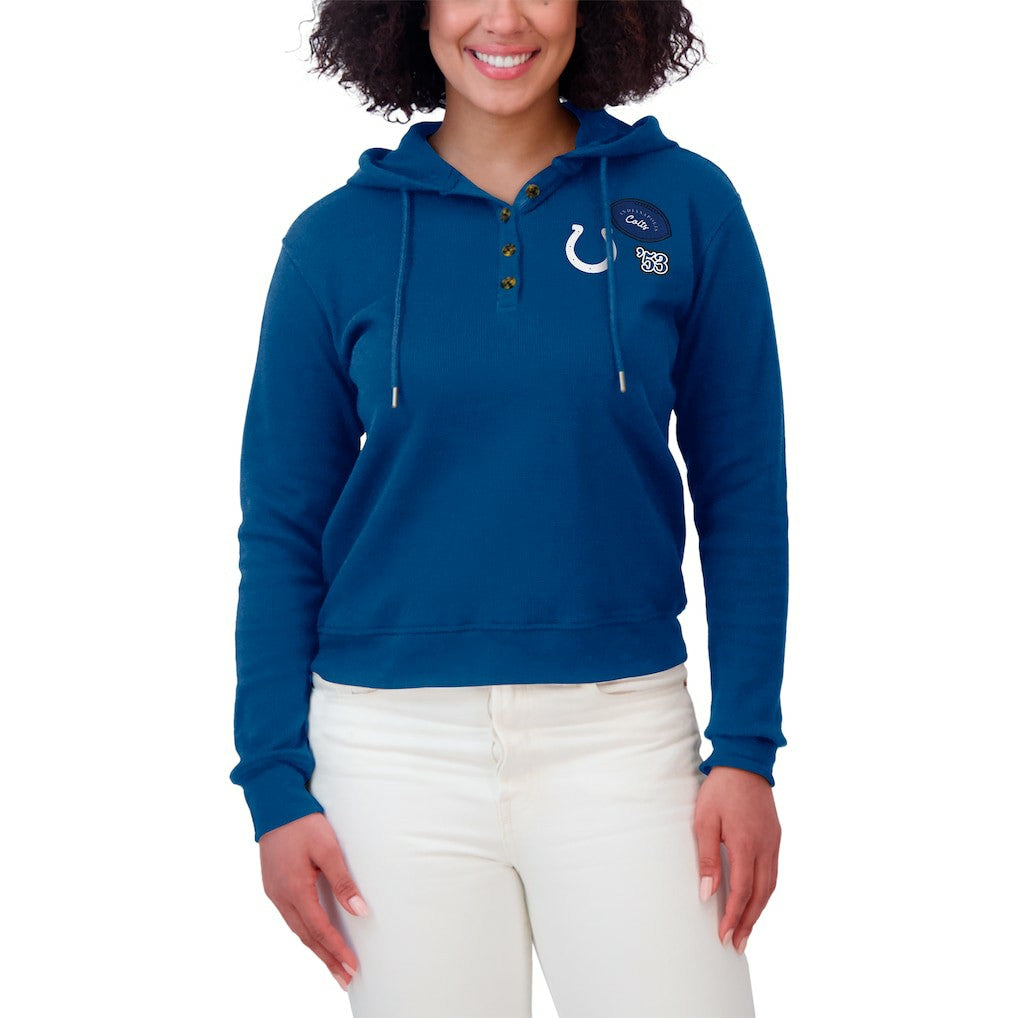 WEAR by Erin Andrews Women's Waffle Hoodie Pullover Top - Indianapolis Colts