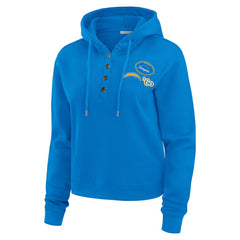 WEAR by Erin Andrews Women's Waffle Hoodie Pullover Top - Los Angeles Chargers