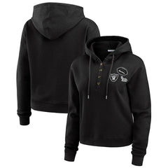 WEAR by Erin Andrews Women's Waffle Hoodie Pullover Top - Las Vegas Raiders