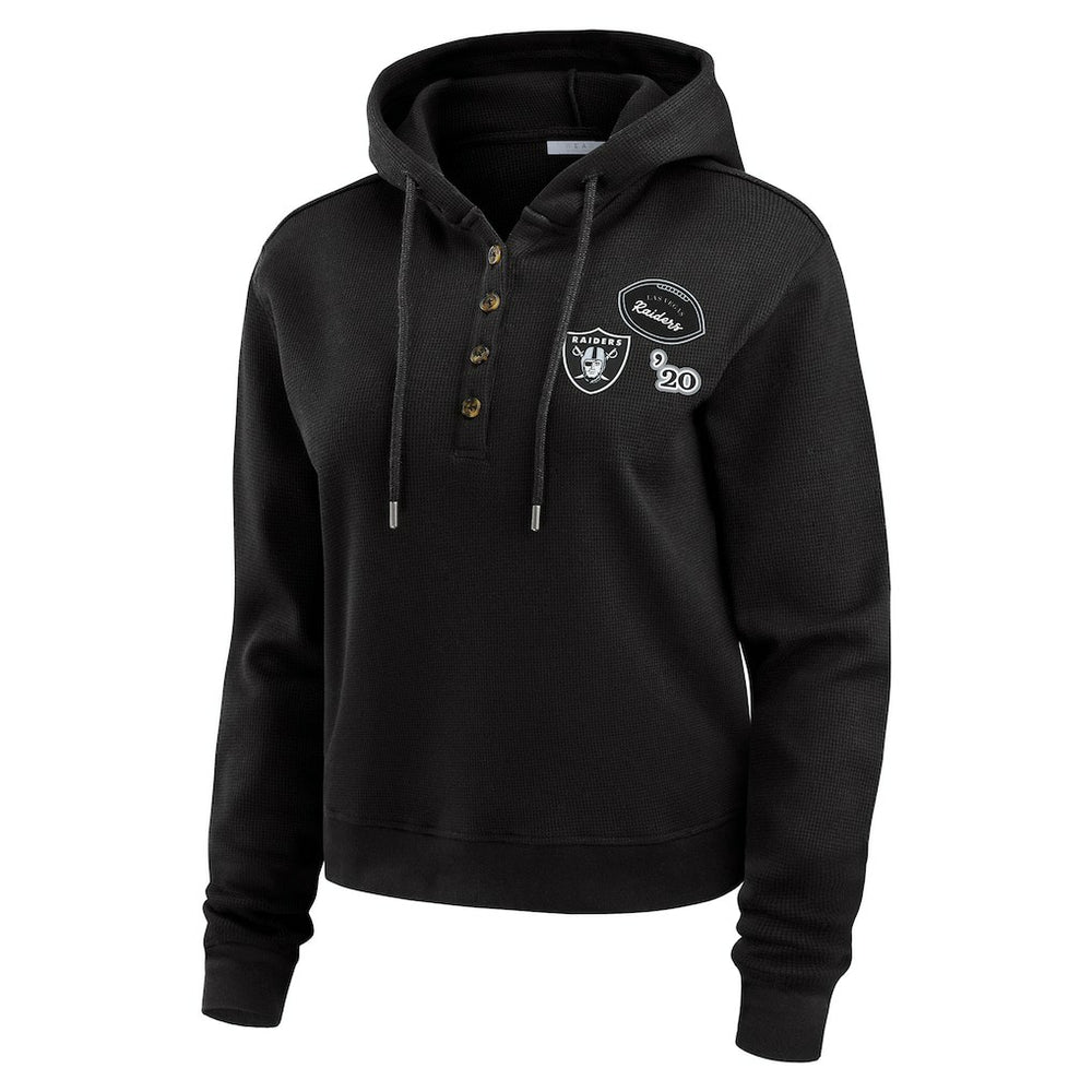 WEAR by Erin Andrews Women's Waffle Hoodie Pullover Top - Las Vegas Raiders