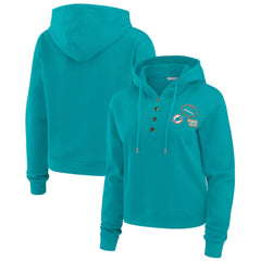 WEAR by Erin Andrews Women's Waffle Hoodie Pullover Top - Miami Dolphins