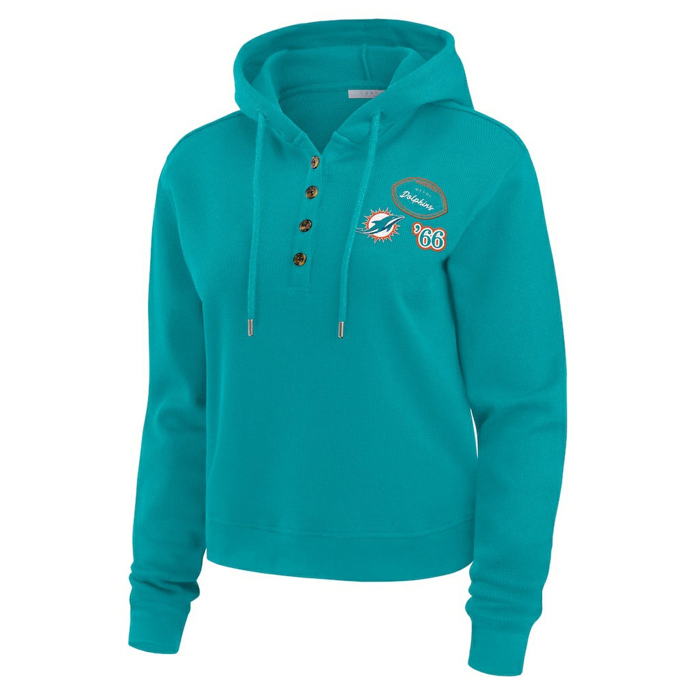 WEAR by Erin Andrews Women's Waffle Hoodie Pullover Top - Miami Dolphins