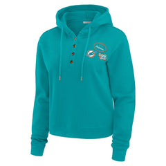 WEAR by Erin Andrews Women's Waffle Hoodie Pullover Top - Miami Dolphins