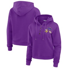 WEAR by Erin Andrews Women's Waffle Hoodie Pullover Top - Minnesota Vikings