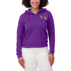 WEAR by Erin Andrews Women's Waffle Hoodie Pullover Top - Minnesota Vikings