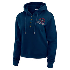 WEAR by Erin Andrews Women's Waffle Hoodie Pullover Top - New England Patriots