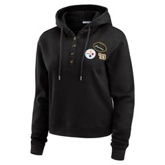 WEAR by Erin Andrews Women's Waffle Hoodie Pullover Top - Pittsburgh Steelers