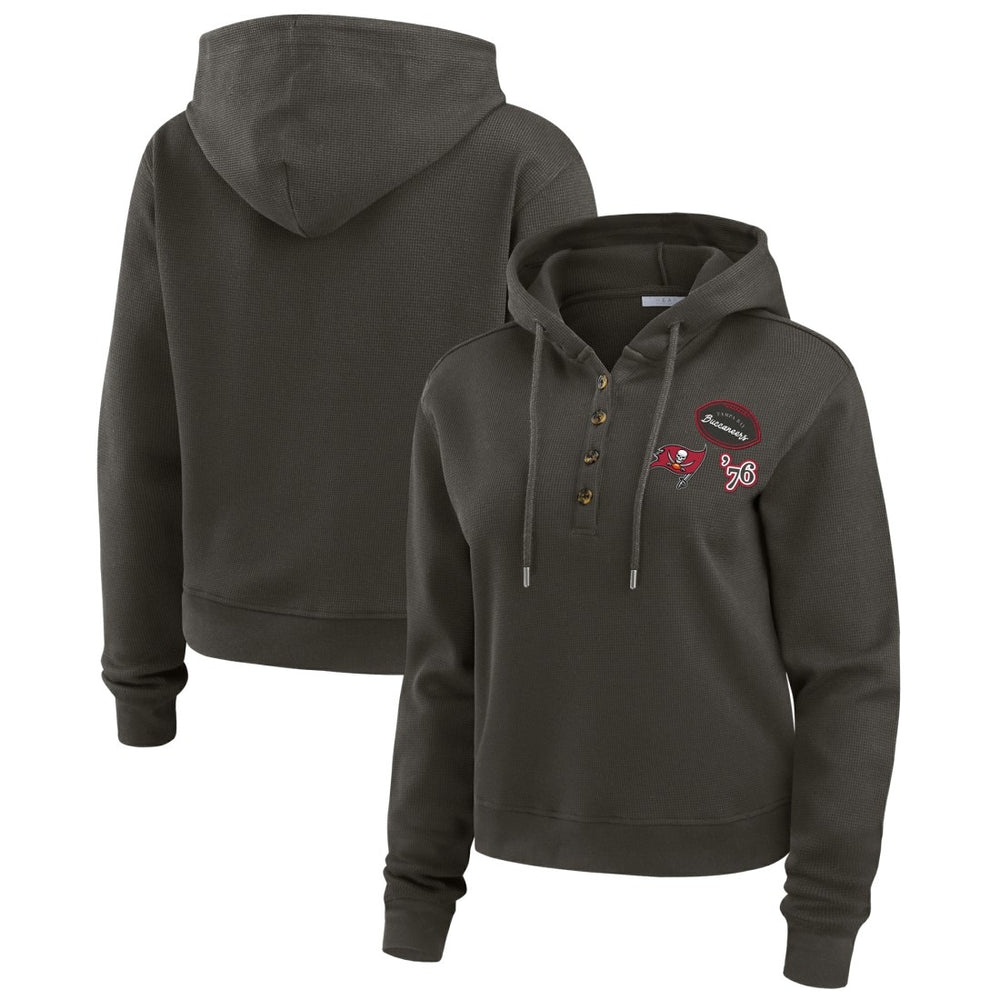 WEAR by Erin Andrews Women's Waffle Hoodie Pullover Top - Tampa Bay Buccaneers
