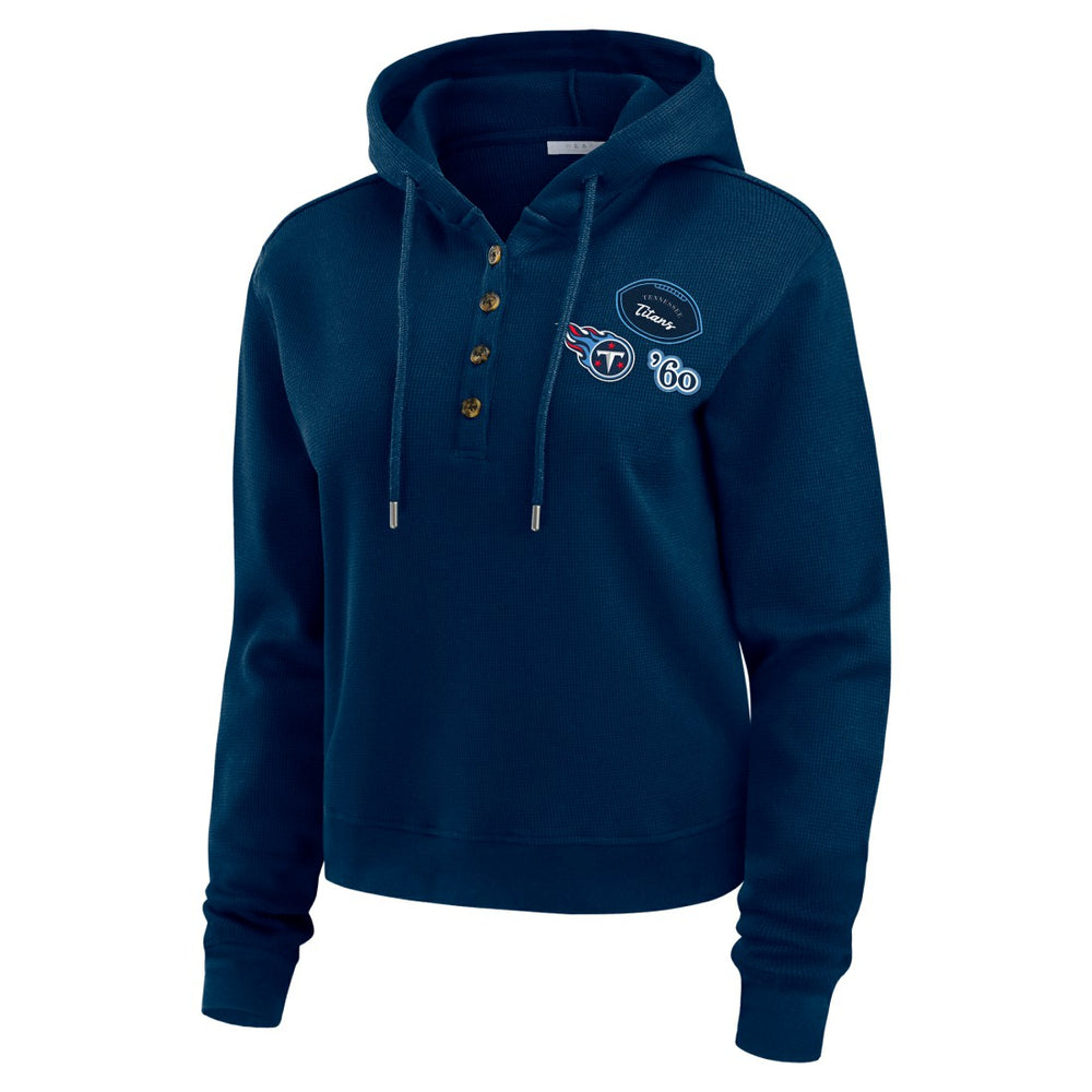 WEAR by Erin Andrews Women's Waffle Hoodie Pullover Top - Tennessee Titans