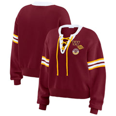 WEAR by Erin Andrews Women's Lace-Up Pullover Sweatshirt - Washington Commanders