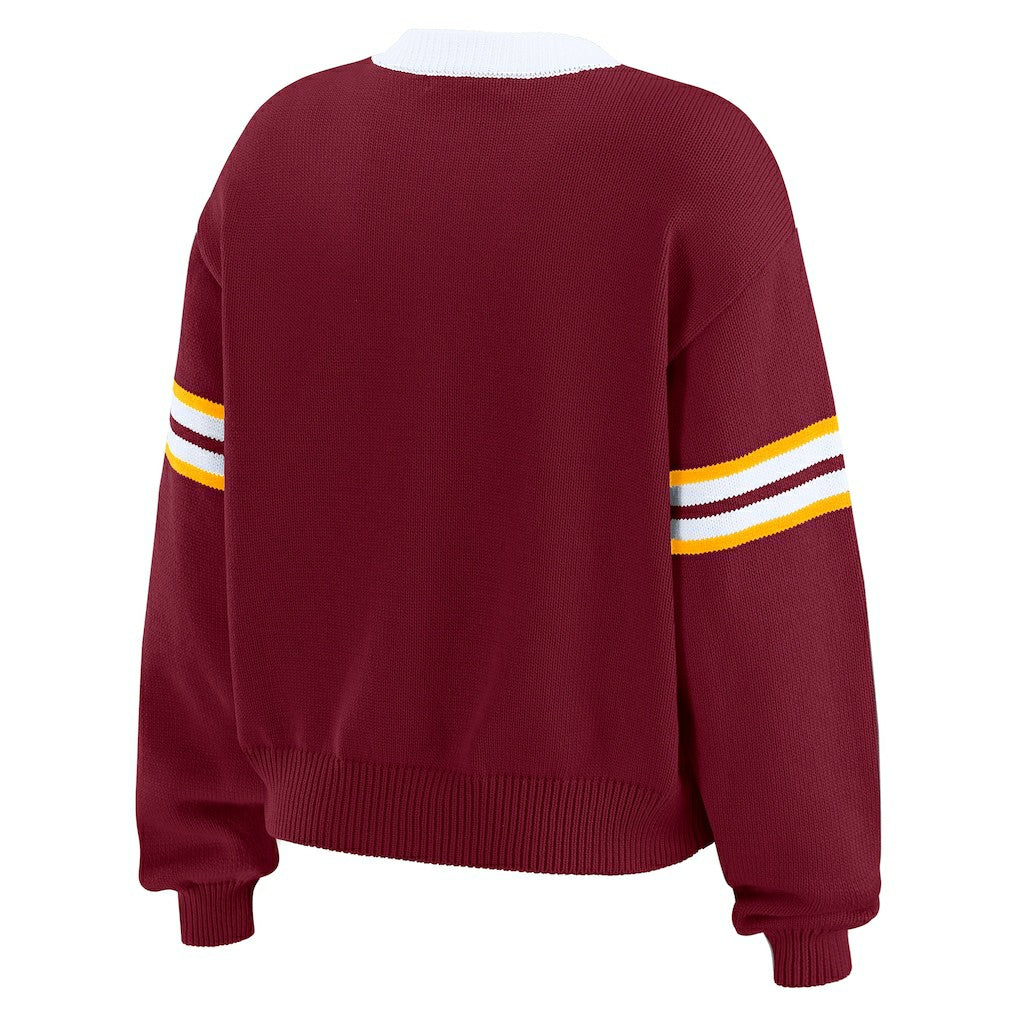 WEAR by Erin Andrews Women's Lace-Up Pullover Sweatshirt - Washington Commanders
