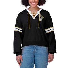 WEAR by Erin Andrews Women's Lace-Up Pullover Sweatshirt - New Orleans Saints