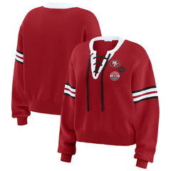 WEAR by Erin Andrews Women's Lace-Up Pullover Sweatshirt - San Francisco 49ers