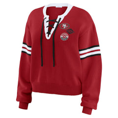 WEAR by Erin Andrews Women's Lace-Up Pullover Sweatshirt - San Francisco 49ers
