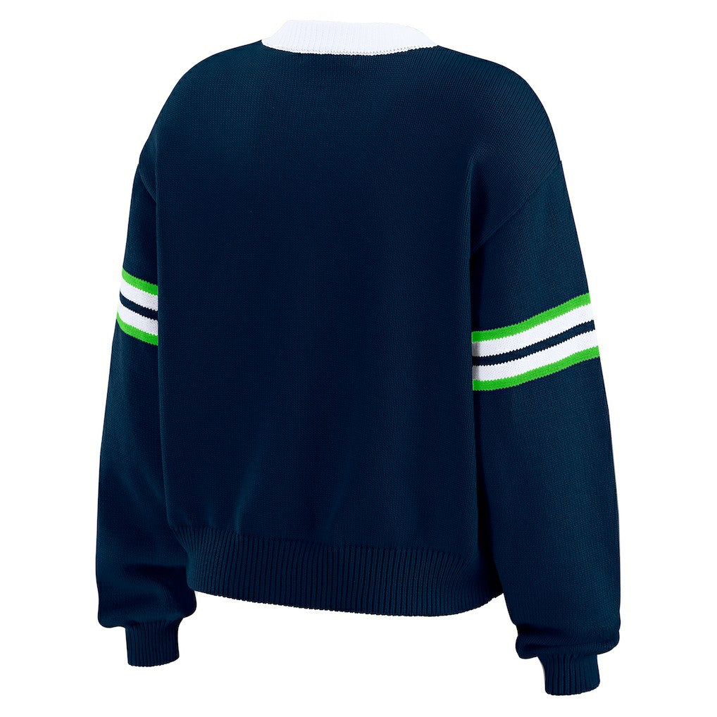 WEAR by Erin Andrews Women's Lace-Up Pullover Sweatshirt - Seattle Seahawks