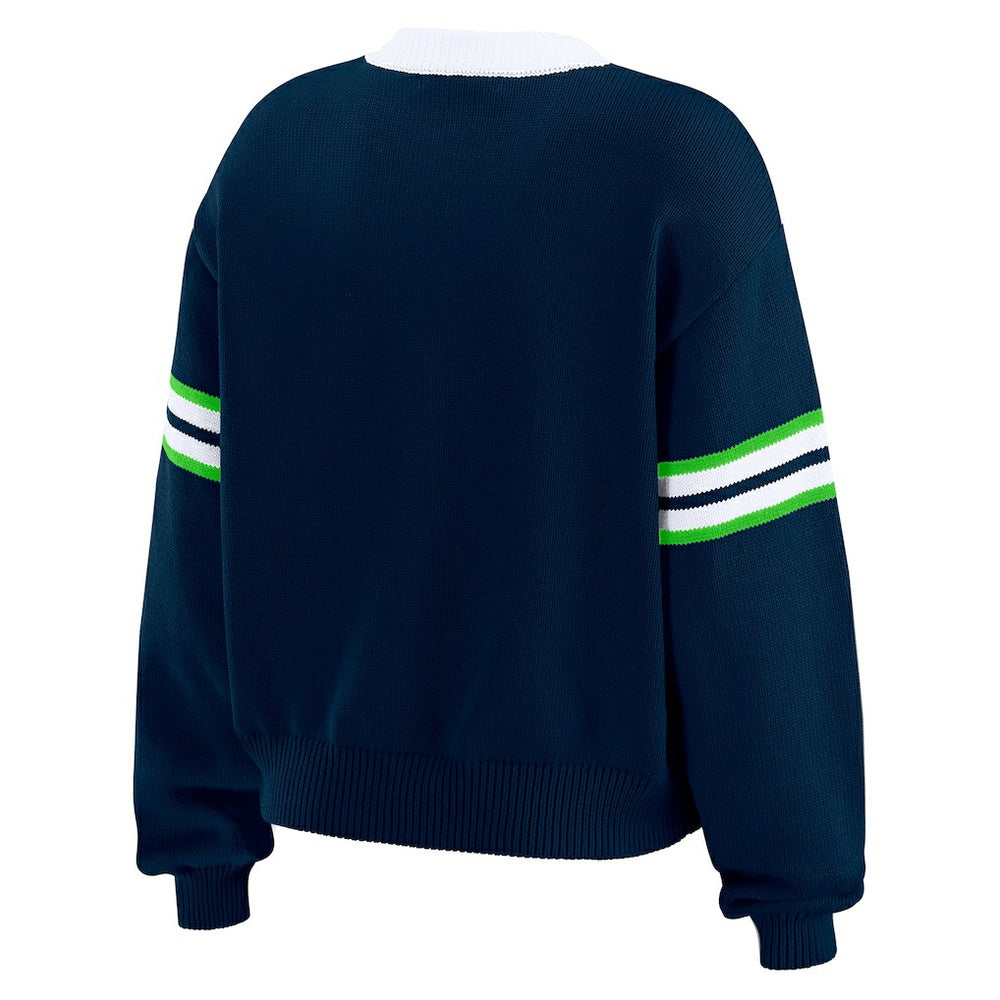 WEAR by Erin Andrews Women's Lace-Up Pullover Sweatshirt - Seattle Seahawks