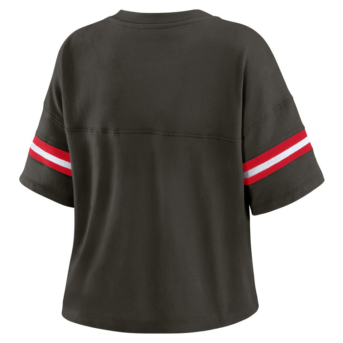 WEAR by Erin Andrews Women's Color Block Boxy Modest Crop V-Neck T-Shirt - Tampa Bay Buccaneers