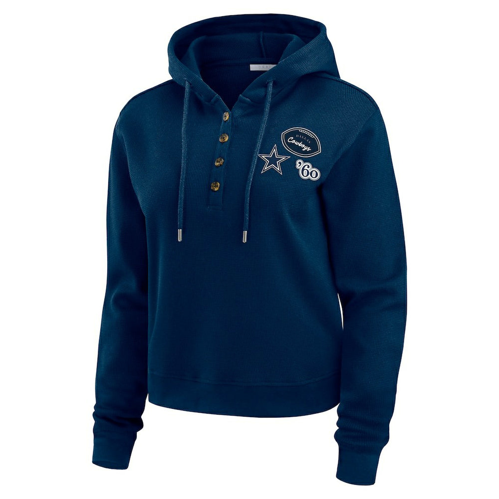 WEAR by Erin Andrews Women's Waffle Hoodie Pullover Top - Dallas Cowboys