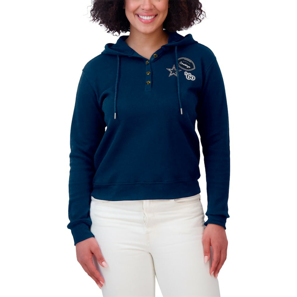 WEAR by Erin Andrews Women's Waffle Hoodie Pullover Top - Dallas Cowboys