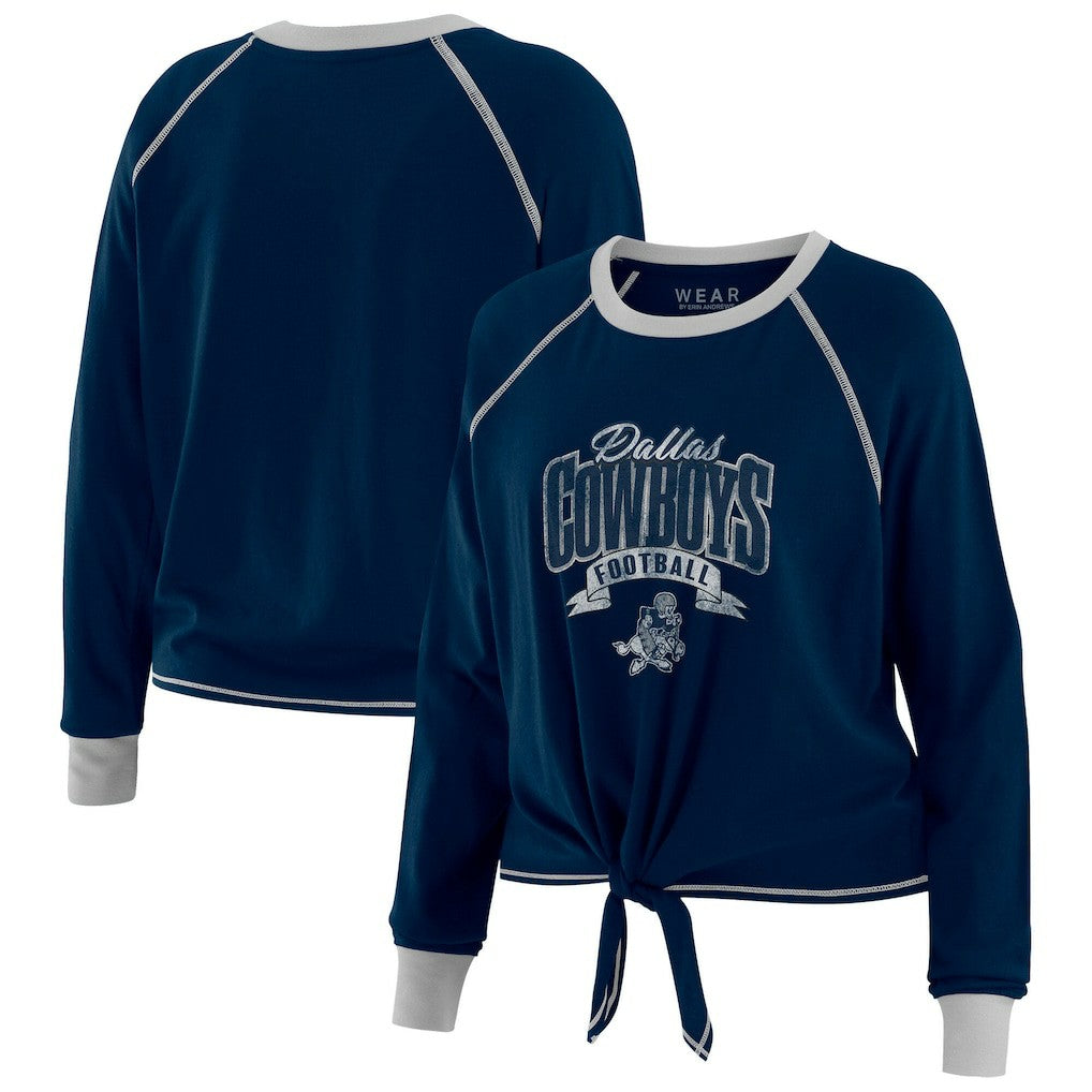 WEAR by Erin Andrews Women's Tie-Front Long Sleeve Top - Dallas Cowboys