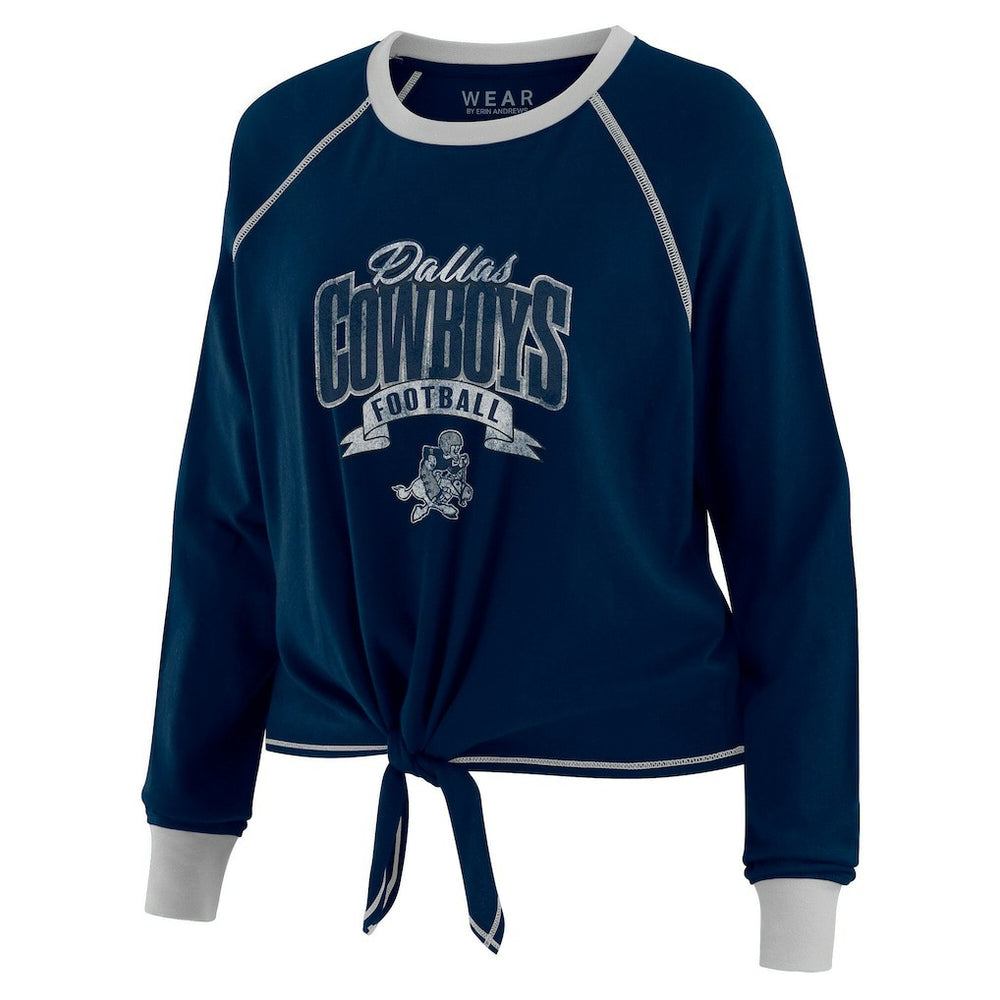 WEAR by Erin Andrews Women's Tie-Front Long Sleeve Top - Dallas Cowboys