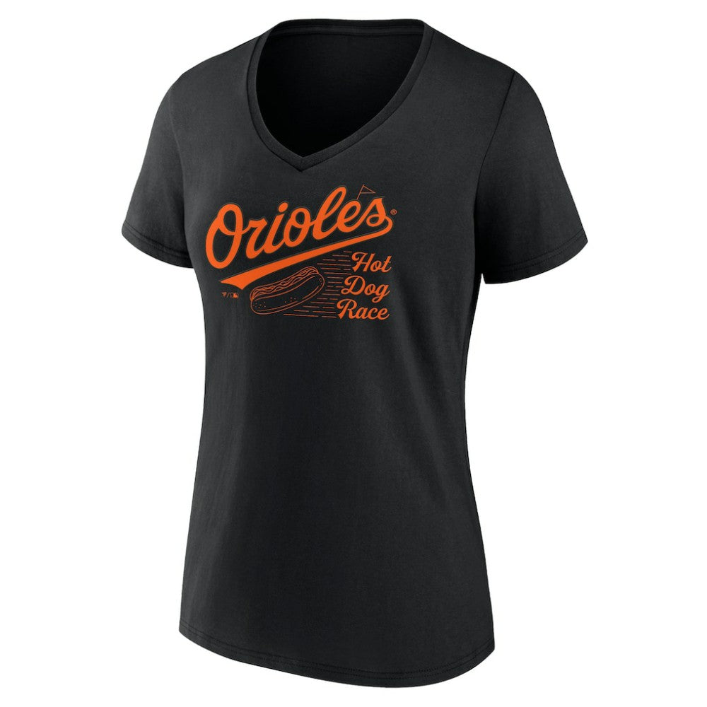 MLB Baltimore Orioles Fanatics Women's Hot Dog Race V-Neck T-Shirt