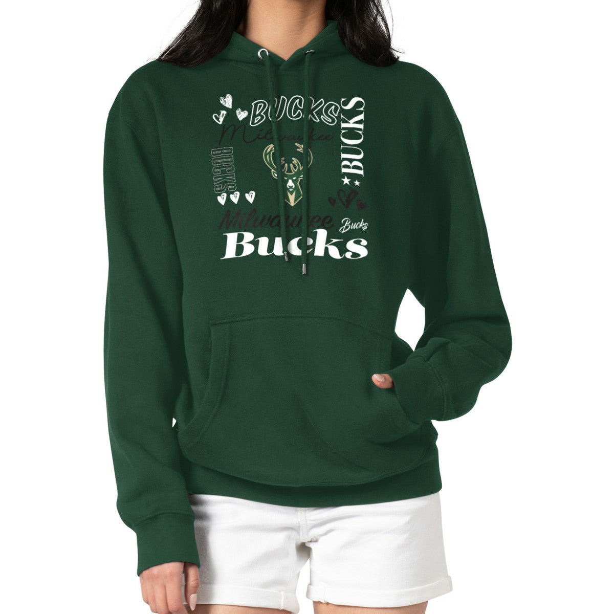 NBA Milwaukee Bucks G-III 4Her by Carl Banks Women's Team Collage Graphic Fleece Pullover Hoodie