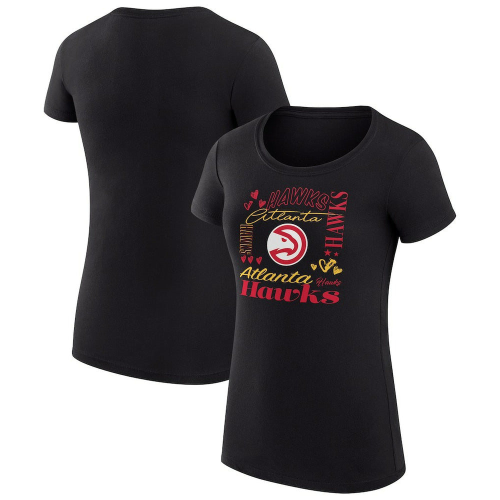 NBA Atlanta Hawks G-III 4Her by Carl Banks Women's Super-Slim Fit Lightweight Team Name Collage Graphic T-Shirt