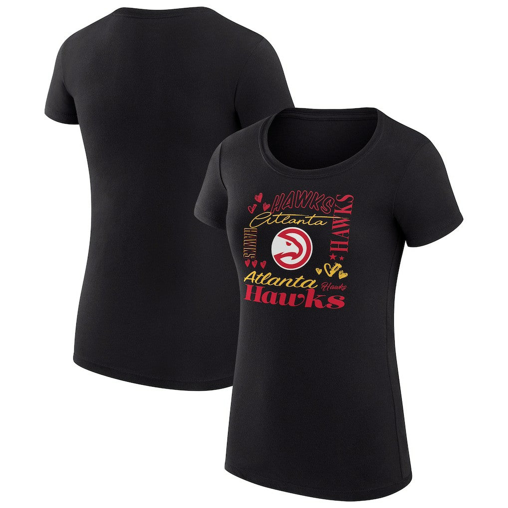 NBA Atlanta Hawks G-III 4Her by Carl Banks Women's Super-Slim Fit Lightweight Team Name Collage Graphic T-Shirt