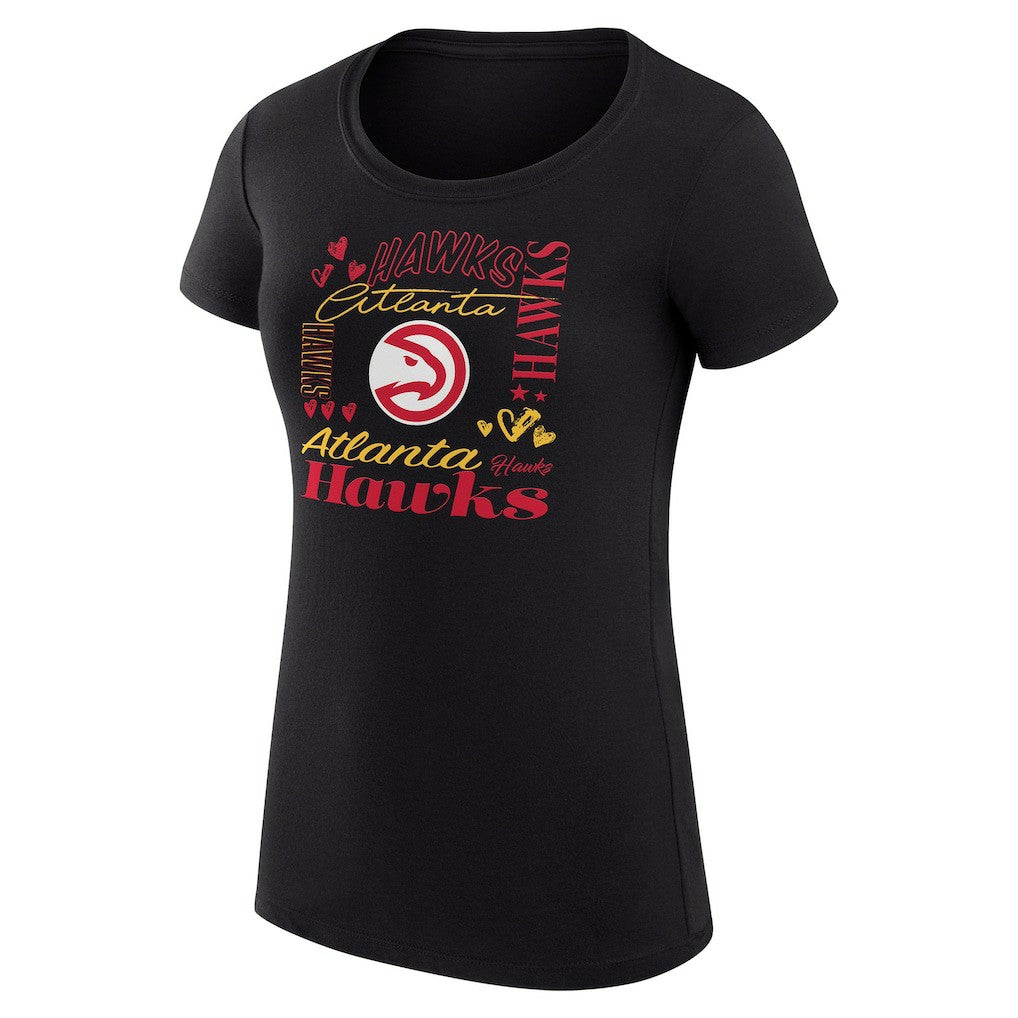 NBA Atlanta Hawks G-III 4Her by Carl Banks Women's Super-Slim Fit Lightweight Team Name Collage Graphic T-Shirt