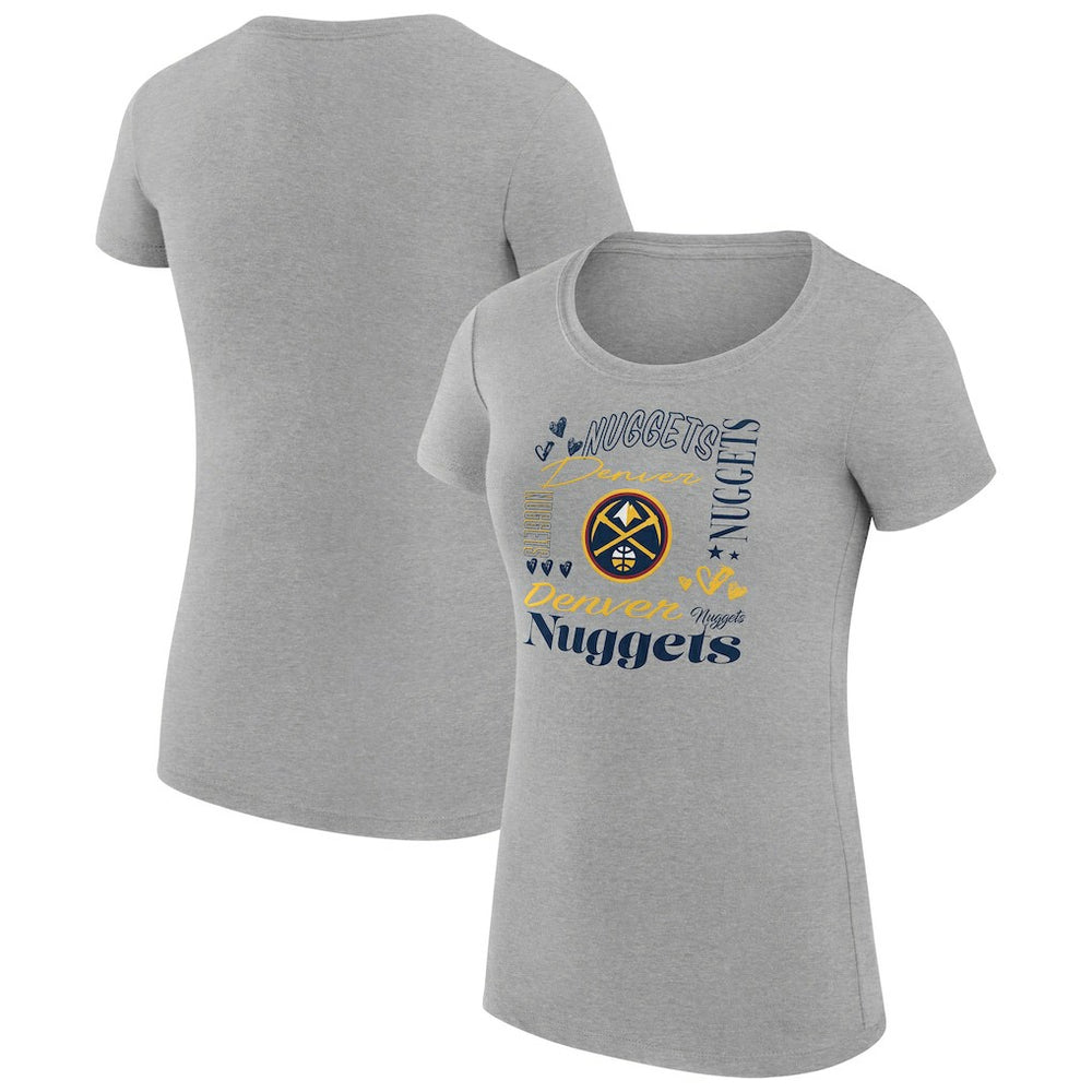 NBA Denver Nuggets G-III 4Her by Carl Banks Women's Super-Slim Fit Lightweight Team Name Collage Graphic T-Shirt sale